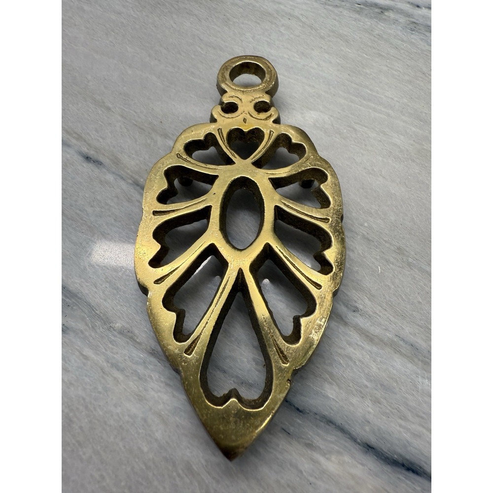 Vintage Wilton Cast Brass Decorative Leaf-Shaped Trivet Decorative Kitchen MCM